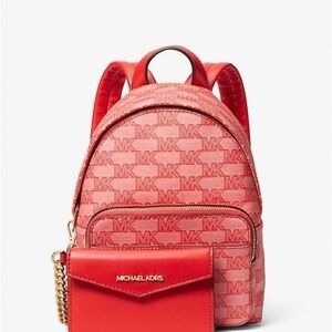 Michael Kors Orange Backpack and Wallet Set
